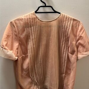 Vintage Cropped Peach Pleated Women's Top